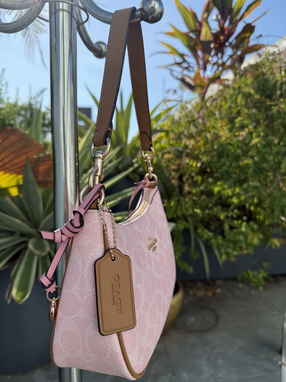 Coach Teri Shoulder Bag In Signature Canvas Powder Pink With Charms